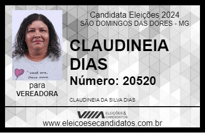 Candidato CLAUDINEIA DIAS 2024 - SÃO DOMINGOS DAS DORES - Eleições