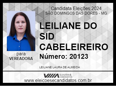 Candidato LEILIANE DO SID CABELEIREIRO 2024 - SÃO DOMINGOS DAS DORES - Eleições