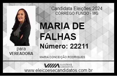 Candidato MARIA DE FALHAS 2024 - CÓRREGO FUNDO - Eleições