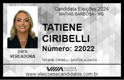 Candidato TATIENE CIRIBELLI 2024 - MATIAS BARBOSA - Eleições