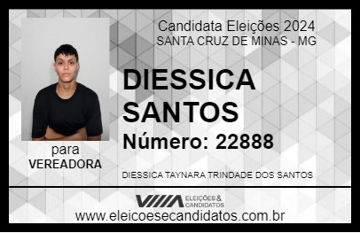 Candidato DIESSICA SANTOS 2024 - SANTA CRUZ DE MINAS - Eleições