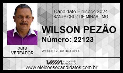 Candidato WILSON PEZÃO 2024 - SANTA CRUZ DE MINAS - Eleições