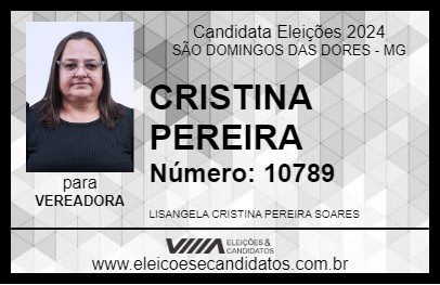 Candidato CRISTINA PEREIRA 2024 - SÃO DOMINGOS DAS DORES - Eleições