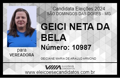 Candidato GEICI NETA DA BELA 2024 - SÃO DOMINGOS DAS DORES - Eleições