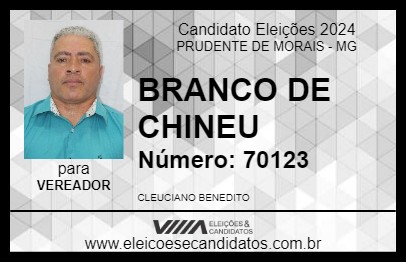 Candidato BRANCO DE CHINEU 2024 - PRUDENTE DE MORAIS - Eleições