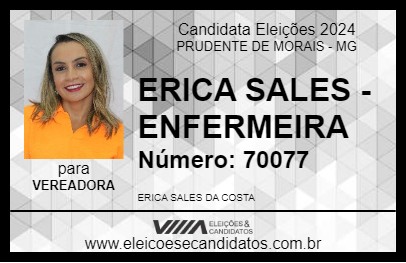 Candidato ERICA SALES - ENFERMEIRA 2024 - PRUDENTE DE MORAIS - Eleições