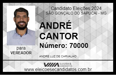 Candidato ANDRÉ CANTOR 2024 - SÃO GONÇALO DO SAPUCAÍ - Eleições