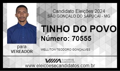 Candidato TINHO DO POVO 2024 - SÃO GONÇALO DO SAPUCAÍ - Eleições