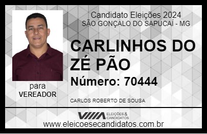 Candidato CARLINHOS DO ZÉ PÃO 2024 - SÃO GONÇALO DO SAPUCAÍ - Eleições