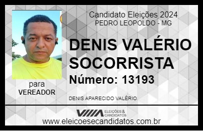 Candidato DENIS VALÉRIO SOCORRISTA 2024 - PEDRO LEOPOLDO - Eleições