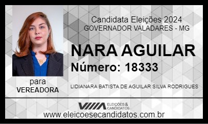 Candidato NARA AGUILAR 2024 - GOVERNADOR VALADARES - Eleições