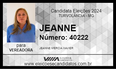 Candidato JEANNE 2024 - TURVOLÂNDIA - Eleições