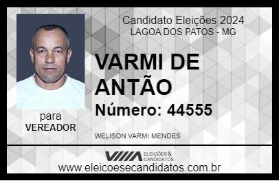 Candidato VARMI DE ANTÃO 2024 - LAGOA DOS PATOS - Eleições