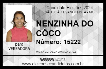 Candidato NENZINHA DO CÔCO 2024 - SÃO JOÃO EVANGELISTA - Eleições