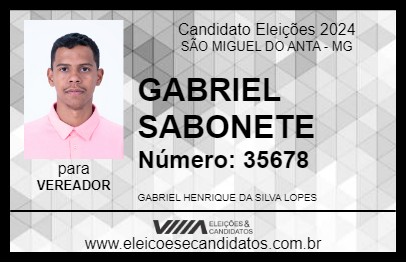 Candidato GABRIEL SABONETE 2024 - SÃO MIGUEL DO ANTA - Eleições