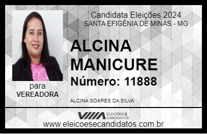 Candidato ALCINA MANICURE 2024 - SANTA EFIGÊNIA DE MINAS - Eleições