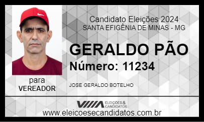 Candidato GERALDO PÃO 2024 - SANTA EFIGÊNIA DE MINAS - Eleições