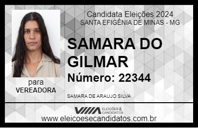 Candidato SAMARA DO GILMAR 2024 - SANTA EFIGÊNIA DE MINAS - Eleições