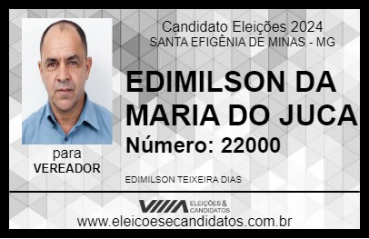 Candidato EDIMILSON DA MARIA DO JUCA 2024 - SANTA EFIGÊNIA DE MINAS - Eleições