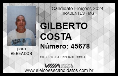 Candidato GILBERTO COSTA 2024 - TIRADENTES - Eleições