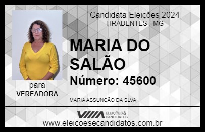 Candidato MARIA DO SALÃO 2024 - TIRADENTES - Eleições