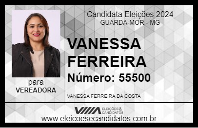 Candidato VANESSA FERREIRA 2024 - GUARDA-MOR - Eleições