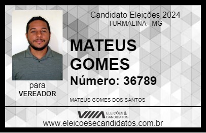 Candidato MATEUS GOMES 2024 - TURMALINA - Eleições