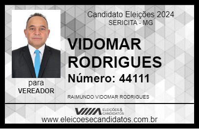 Candidato VIDOMAR RODRIGUES 2024 - SERICITA - Eleições