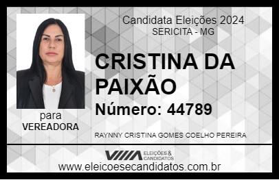 Candidato CRISTINA DA PAIXÃO 2024 - SERICITA - Eleições