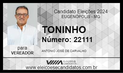 Candidato TONINHO 2024 - EUGENÓPOLIS - Eleições