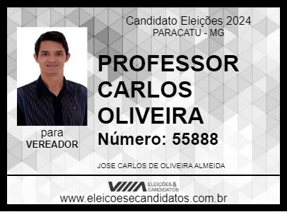 Candidato PROFESSOR CARLOS OLIVEIRA 2024 - PARACATU - Eleições