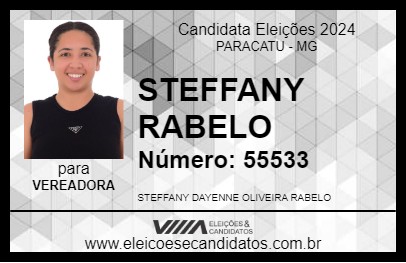 Candidato STEFFANY RABELO 2024 - PARACATU - Eleições