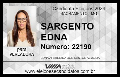 Candidato SARGENTO EDNA 2024 - SACRAMENTO - Eleições