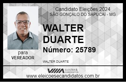 Candidato WALTER DUARTE 2024 - SÃO GONÇALO DO SAPUCAÍ - Eleições