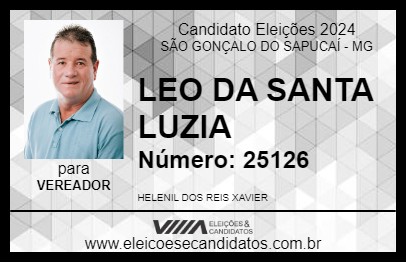 Candidato LEO DA SANTA LUZIA 2024 - SÃO GONÇALO DO SAPUCAÍ - Eleições