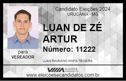 Candidato LUAN DE ZÉ ARTUR 2024 - URUCÂNIA - Eleições