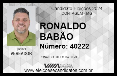 Candidato RONALDO BABÃO 2024 - CONTAGEM - Eleições