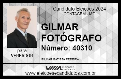 Candidato GILMAR FOTÓGRAFO 2024 - CONTAGEM - Eleições