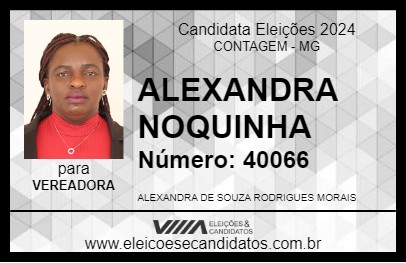 Candidato ALEXANDRA NOQUINHA 2024 - CONTAGEM - Eleições