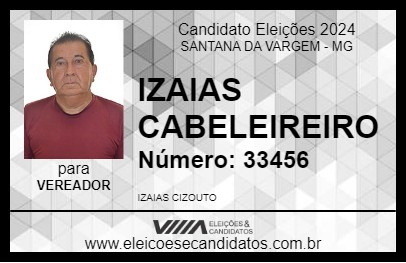 Candidato IZAIAS CABELEIREIRO 2024 - SANTANA DA VARGEM - Eleições