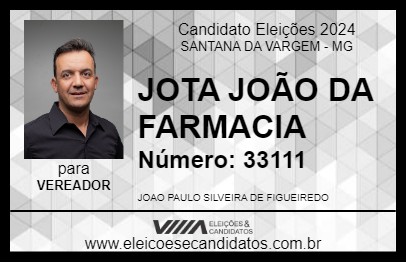 Candidato JOTA JOÃO DA FARMACIA 2024 - SANTANA DA VARGEM - Eleições