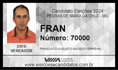 Candidato FRAN 2024 - PEDRAS DE MARIA DA CRUZ - Eleições