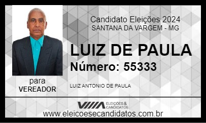 Candidato LUIZ DE PAULA 2024 - SANTANA DA VARGEM - Eleições