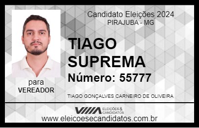 Candidato TIAGO SUPREMA 2024 - PIRAJUBA - Eleições