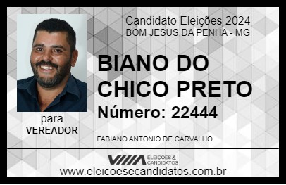 Candidato BIANO DO CHICO PRETO 2024 - BOM JESUS DA PENHA - Eleições