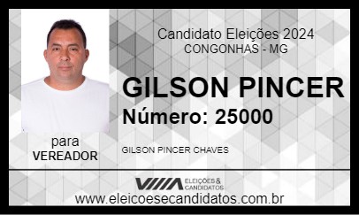 Candidato GILSON PINCER 2024 - CONGONHAS - Eleições