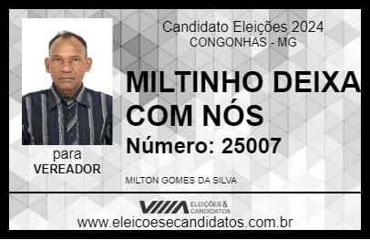 Candidato MILTINHO DEIXA COM NÓS 2024 - CONGONHAS - Eleições