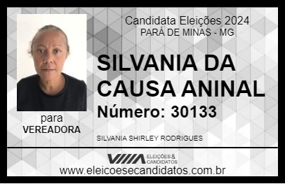 Candidato SILVANIA DA CAUSA ANIMAL 2024 - PARÁ DE MINAS - Eleições