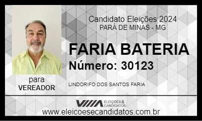 Candidato FARIA BATERIA 2024 - PARÁ DE MINAS - Eleições