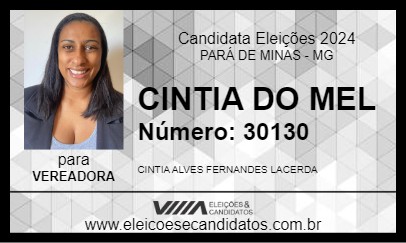 Candidato CINTIA DO MEL 2024 - PARÁ DE MINAS - Eleições